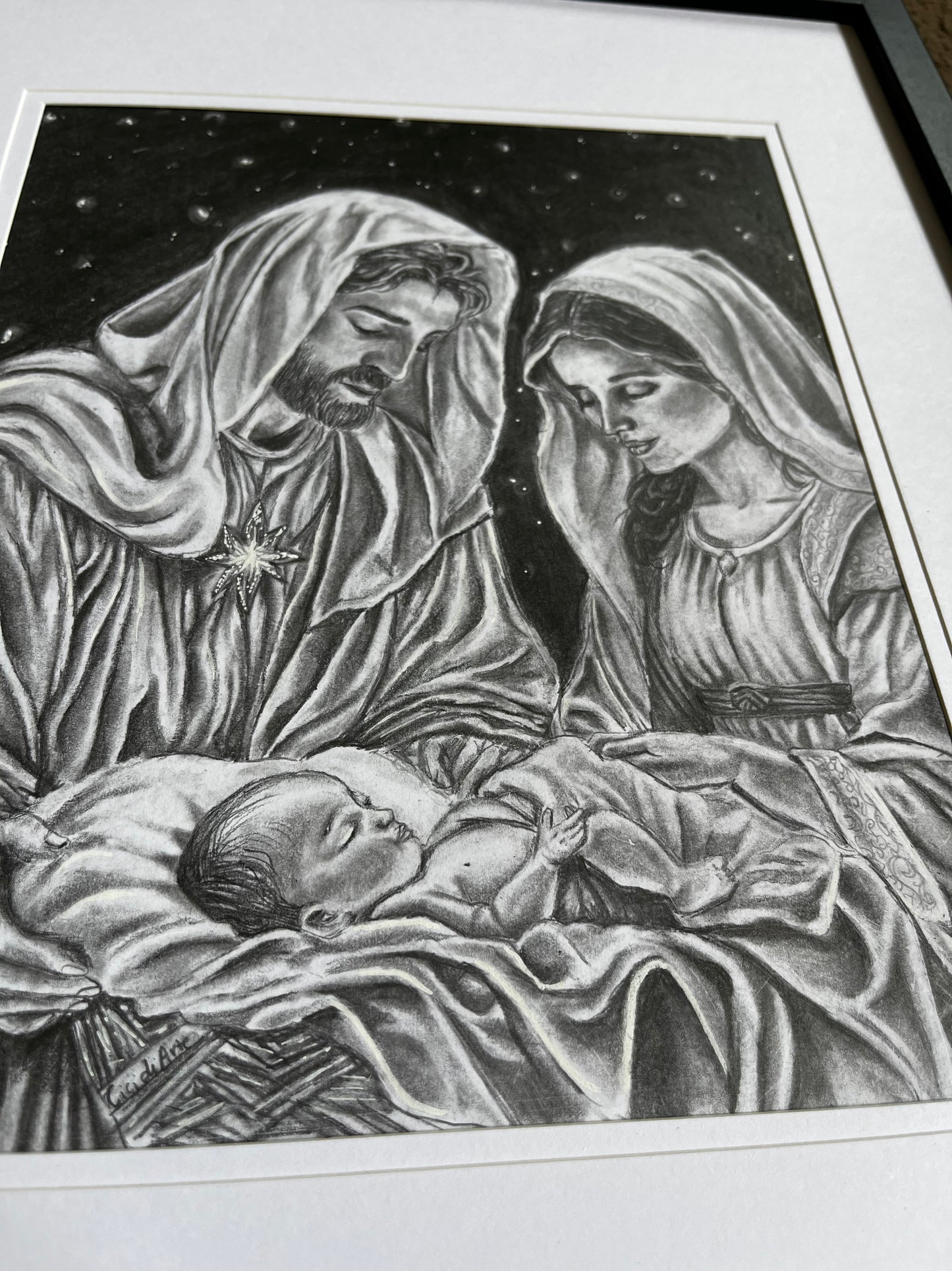 Holy family framed original drawing (Christmas special)