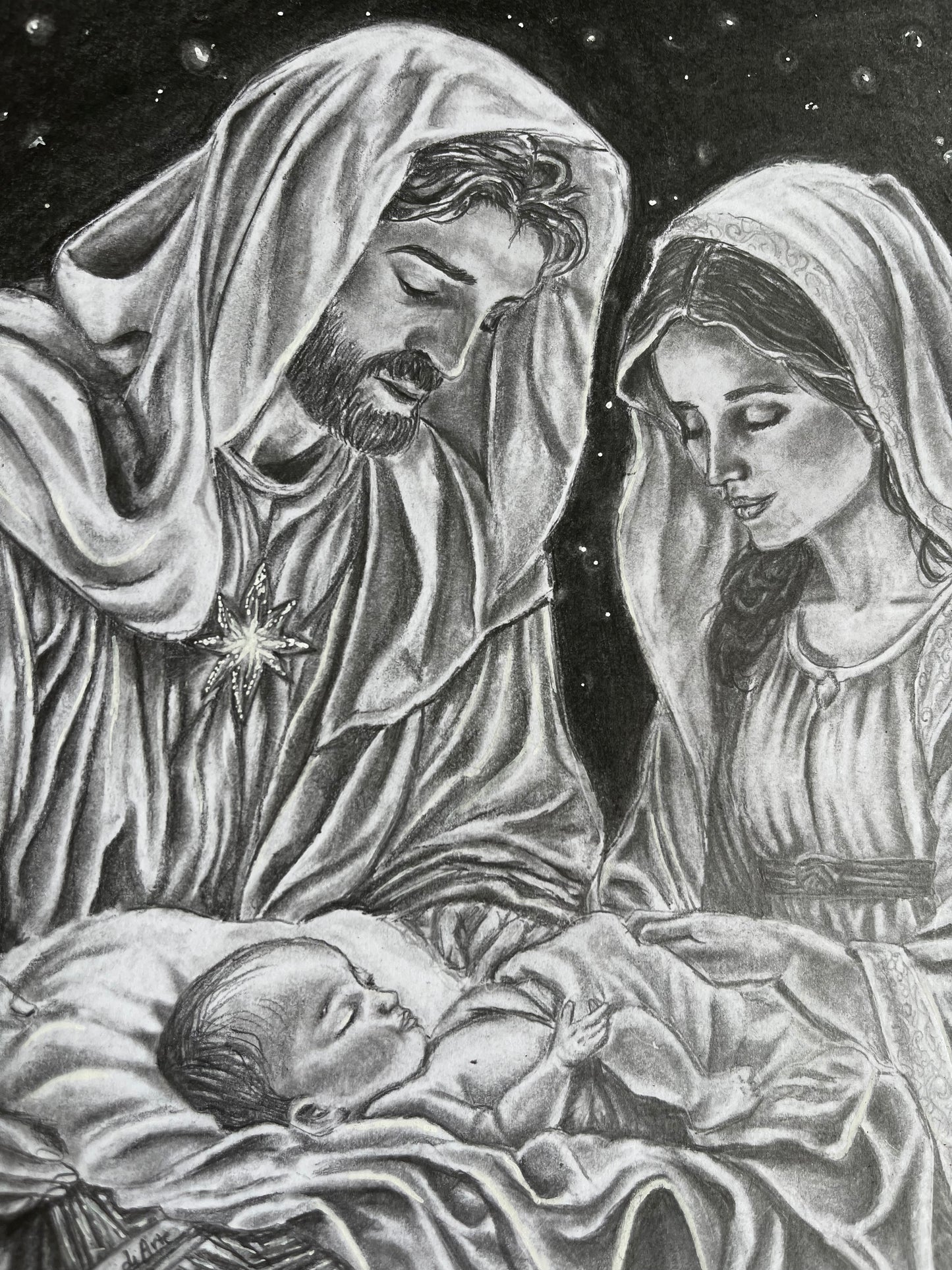 Holy family framed original drawing (Christmas special)