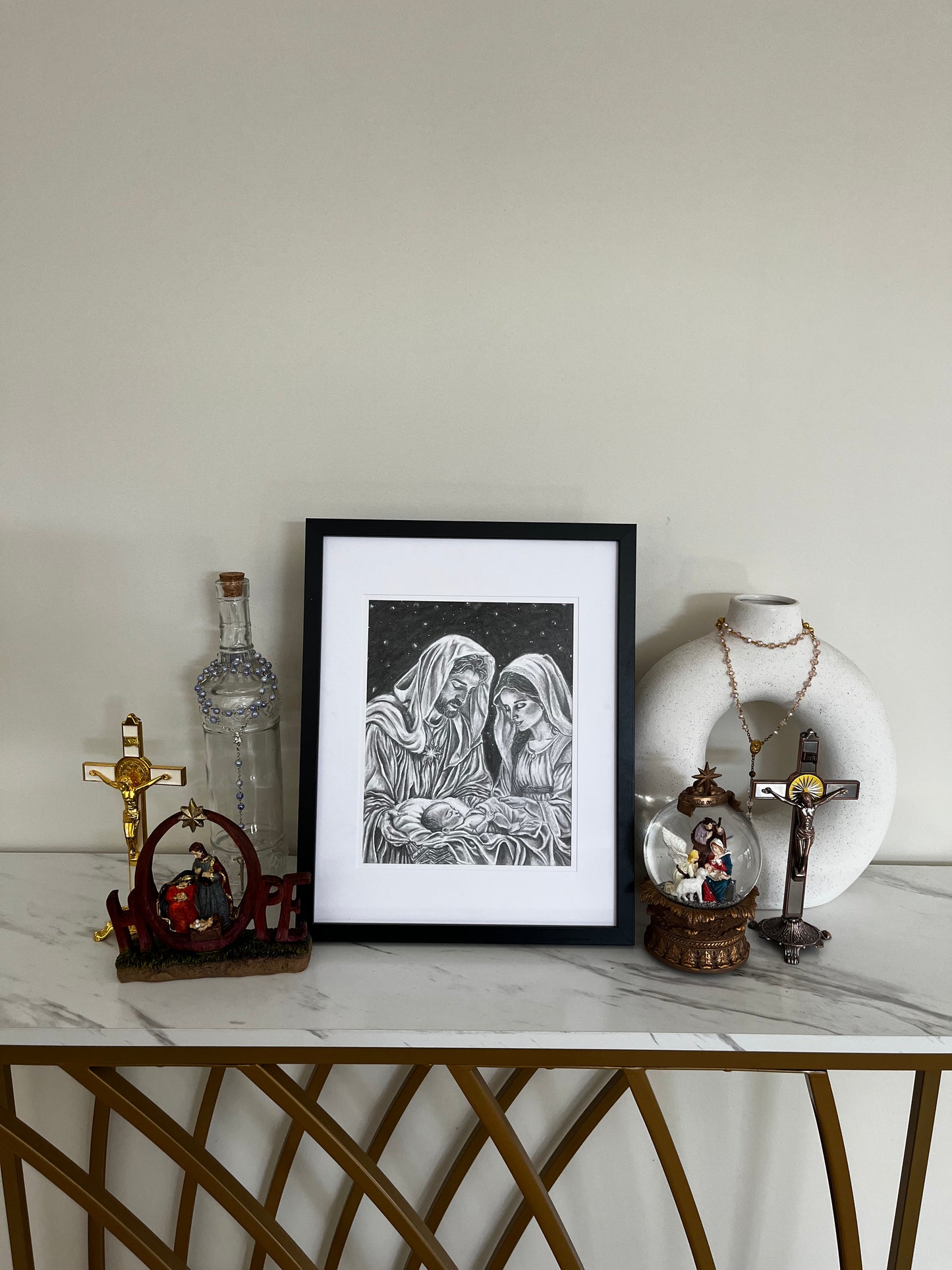 Holy family framed original drawing (Christmas special)