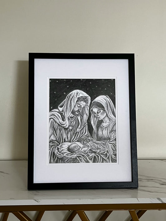 Holy family framed original drawing (Christmas special)