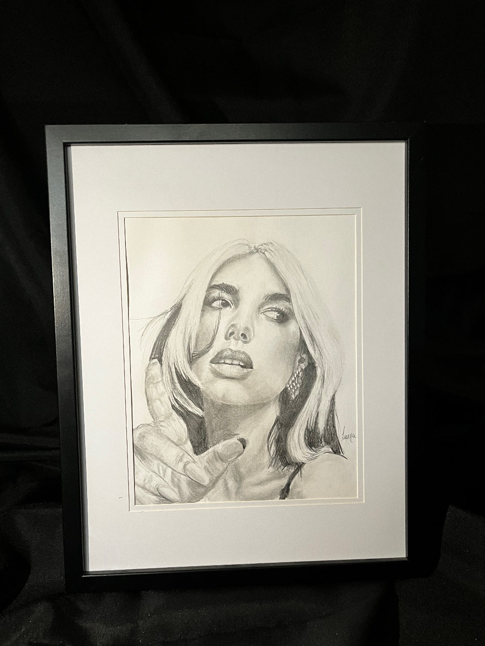 Dua Lipa framed original drawing