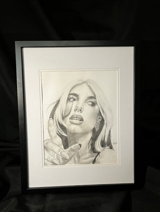Dua Lipa framed original drawing