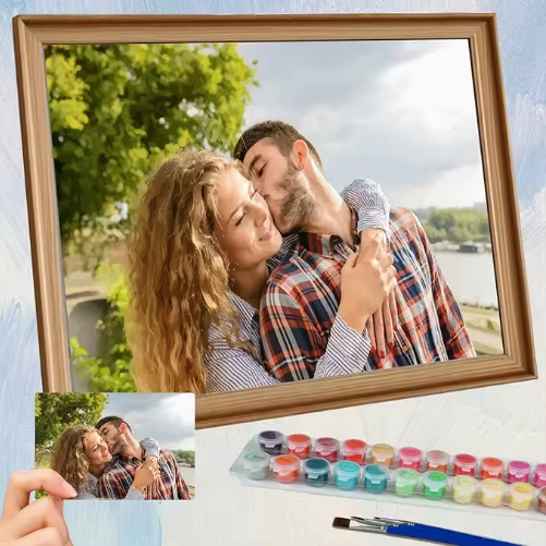 Custom photo DIY painting by numbers kits on Canvas Paper