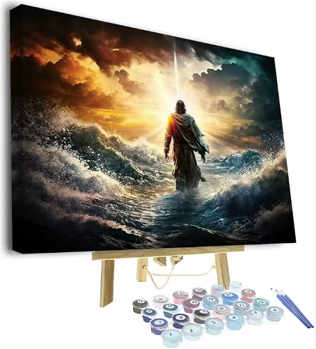 Jesus Christ walking on water DIY painting by numbers kit