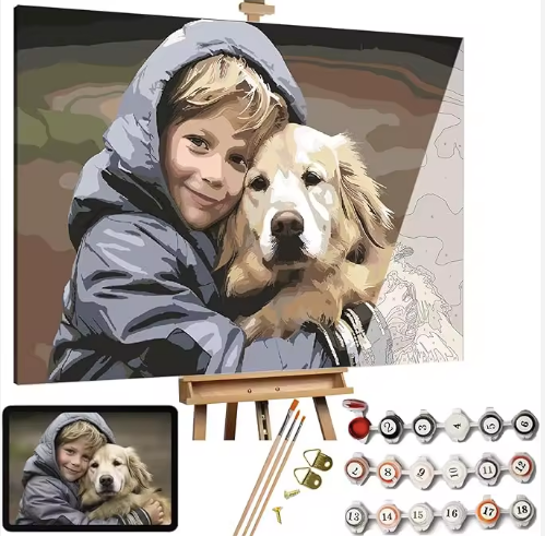 Custom photo DIY painting by numbers kit on Canvas